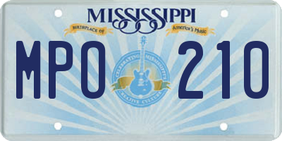 MS license plate MPO210