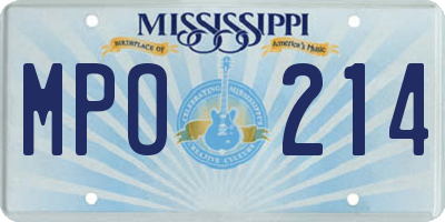 MS license plate MPO214