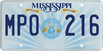 MS license plate MPO216