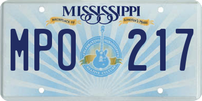 MS license plate MPO217