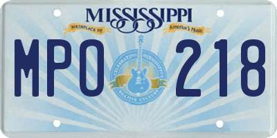 MS license plate MPO218