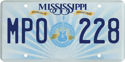 MS license plate MPO228
