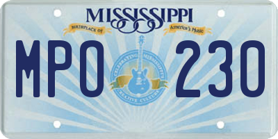 MS license plate MPO230