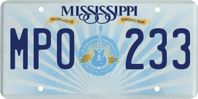 MS license plate MPO233