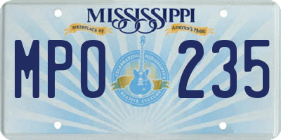 MS license plate MPO235