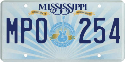 MS license plate MPO254