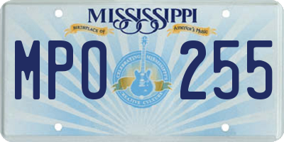 MS license plate MPO255