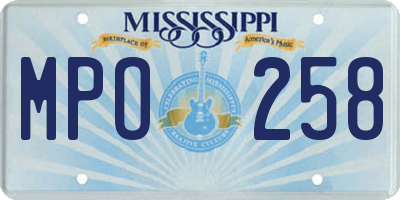MS license plate MPO258