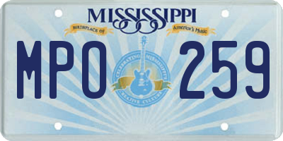 MS license plate MPO259
