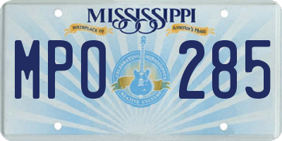 MS license plate MPO285