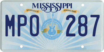 MS license plate MPO287