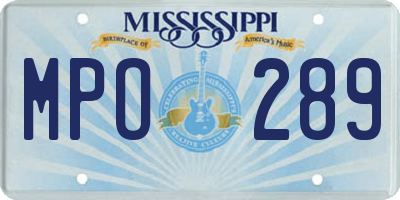MS license plate MPO289