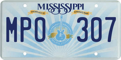 MS license plate MPO307