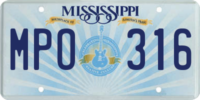 MS license plate MPO316