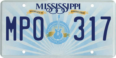 MS license plate MPO317