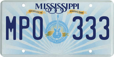 MS license plate MPO333