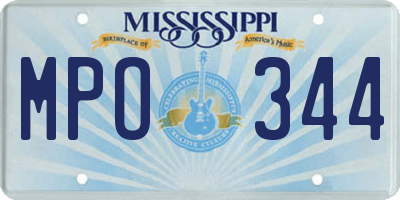 MS license plate MPO344