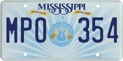 MS license plate MPO354