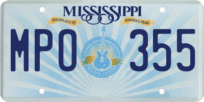 MS license plate MPO355