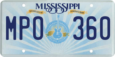 MS license plate MPO360