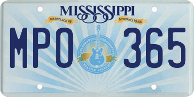 MS license plate MPO365