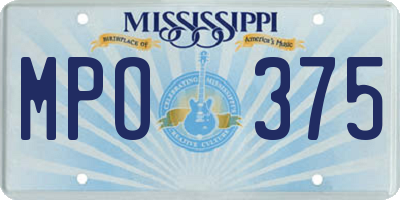 MS license plate MPO375