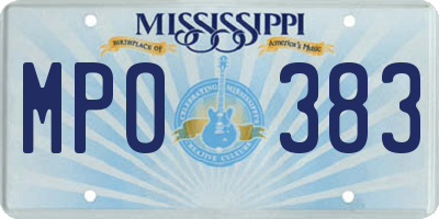 MS license plate MPO383
