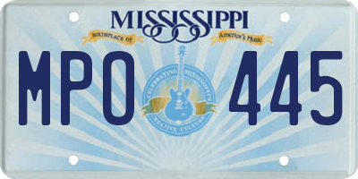 MS license plate MPO445
