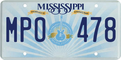 MS license plate MPO478