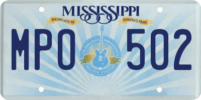 MS license plate MPO502
