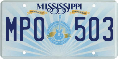MS license plate MPO503
