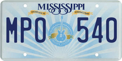 MS license plate MPO540
