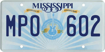 MS license plate MPO602