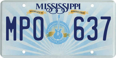 MS license plate MPO637