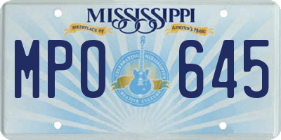MS license plate MPO645