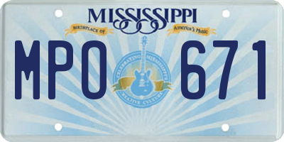 MS license plate MPO671