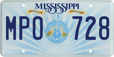 MS license plate MPO728