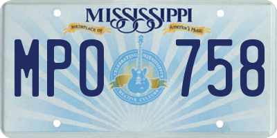 MS license plate MPO758