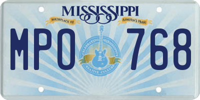 MS license plate MPO768