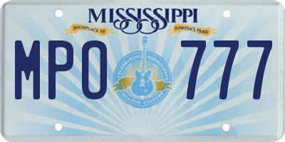 MS license plate MPO777