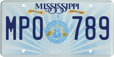 MS license plate MPO789