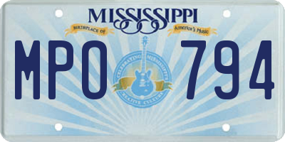 MS license plate MPO794