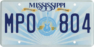 MS license plate MPO804