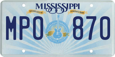 MS license plate MPO870