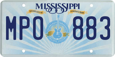 MS license plate MPO883