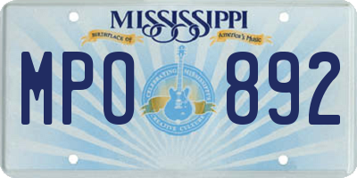 MS license plate MPO892