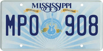 MS license plate MPO908
