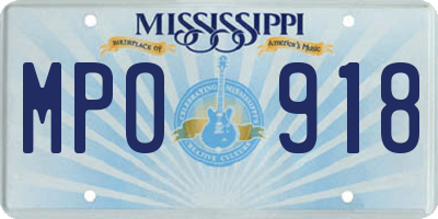 MS license plate MPO918
