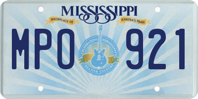 MS license plate MPO921