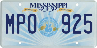 MS license plate MPO925